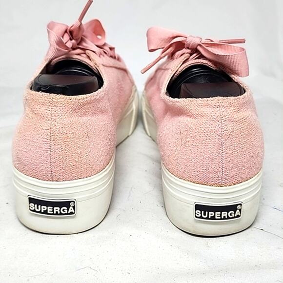 SUPERGA STYLE PLATFORM SNEAKER WOOL PINK WOMAN'S SIZE 8.0 WIDE IN GUC VERY CUTE - Picture 7 of 16
